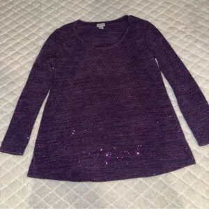Jaclyn Smith Purple Knit Top with Sequins